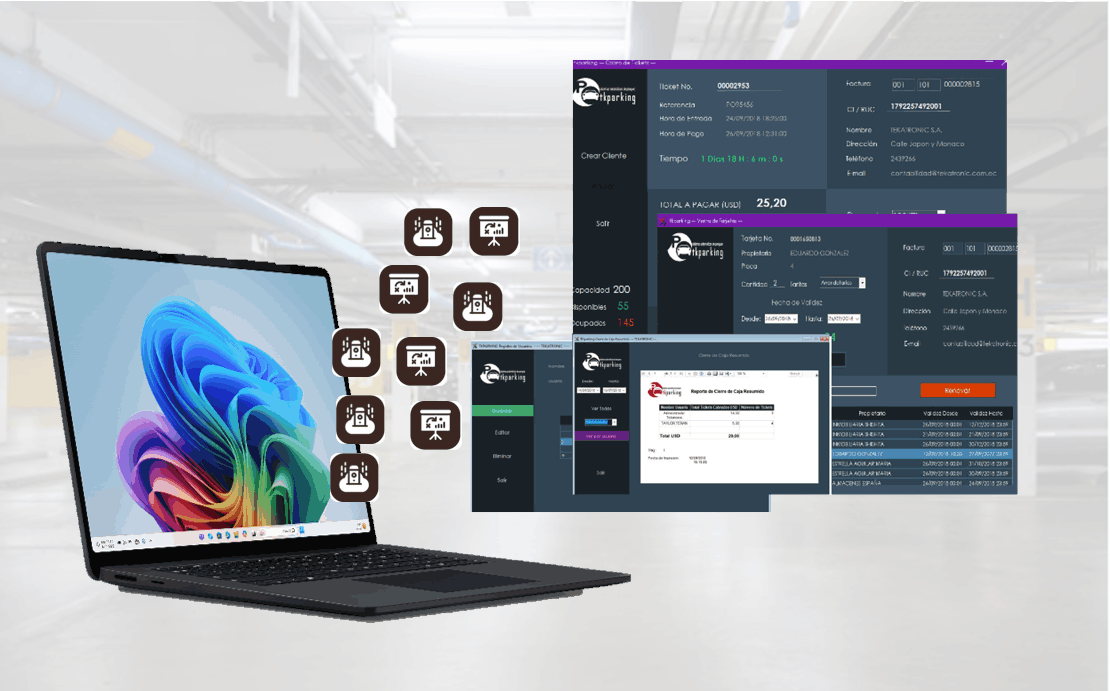Software de cobro parqueaderos, administracion control de parqueaderos, tkparking