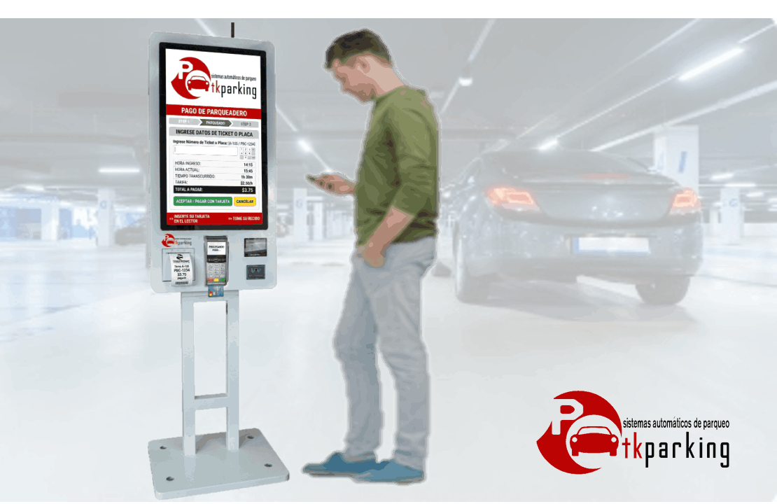Cajero automático de autopago para estacionamientos con tarjeta de crédito